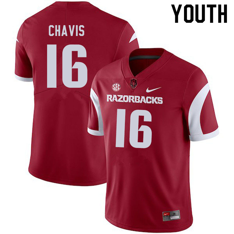 Youth #16 Malik Chavis Arkansas Razorbacks College Football Jerseys Sale-Cardinal